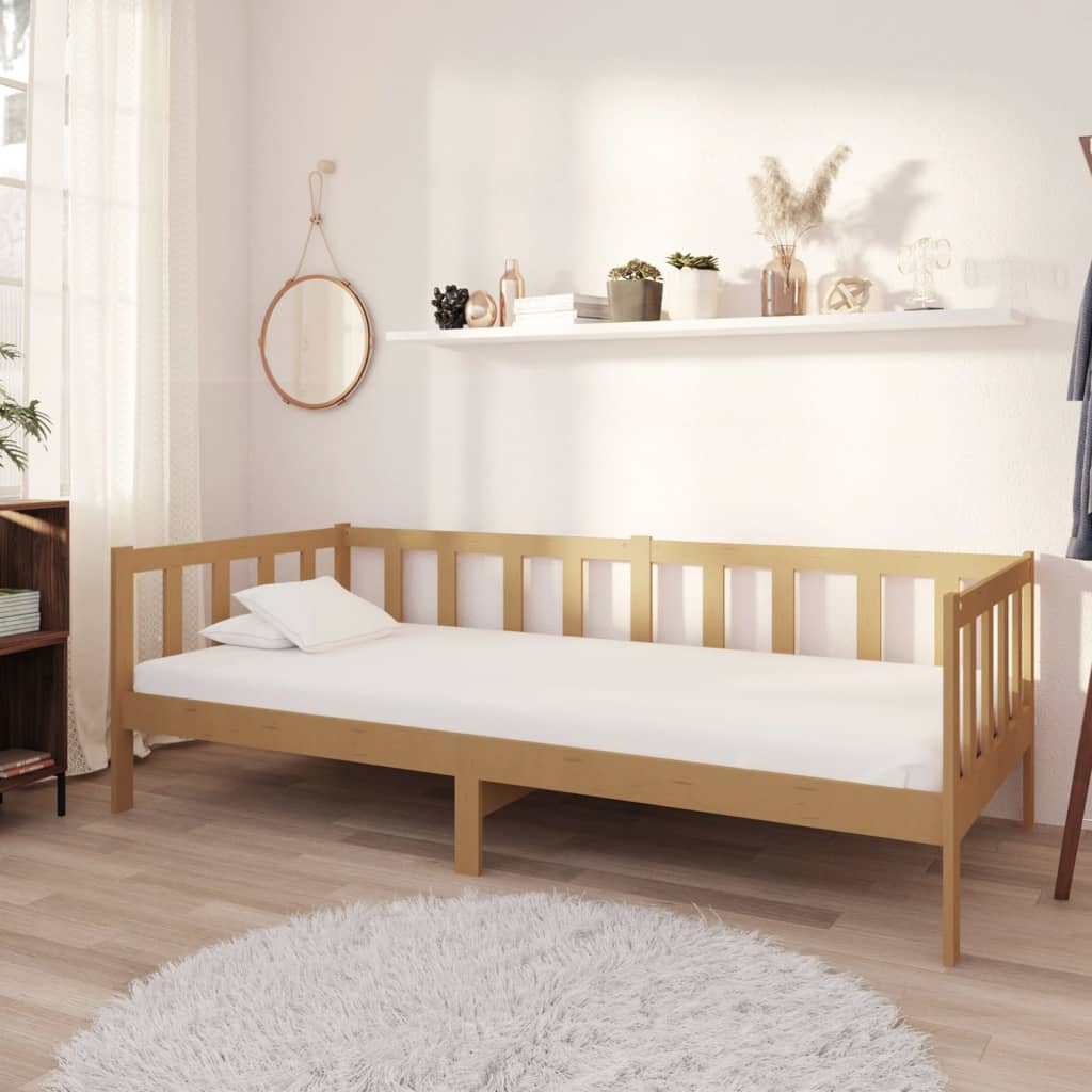 vidaXL Denná posteľ s matracom 90x200 cm, medová, borovicový masív