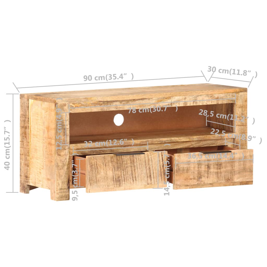 vidaXL TV skrinka 90x30x40 cm masívne surové mangovníkové drevo