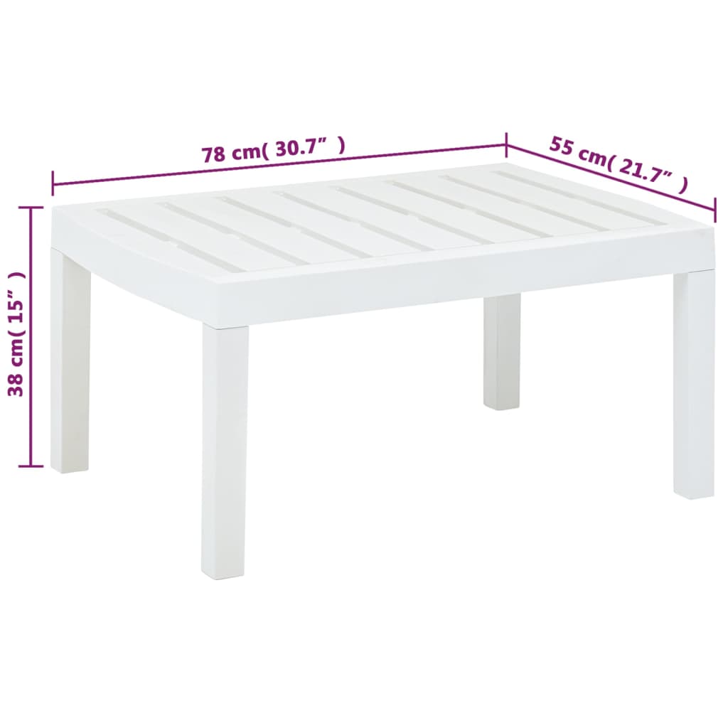 vidaXL Záhradný stolík, biely 78x55x38 cm, plast