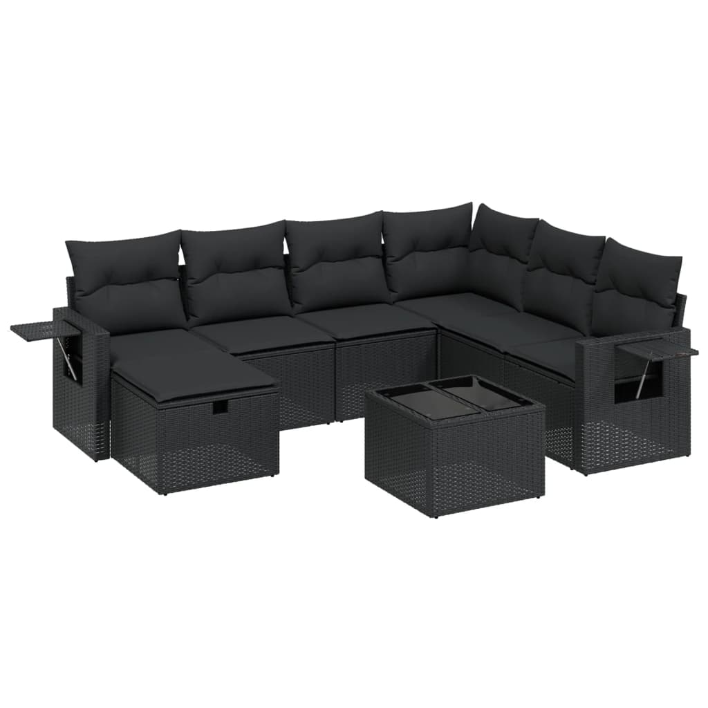 vidaXL 8-dielna záhradná sedacia súprava s podložkami polyratan čierna