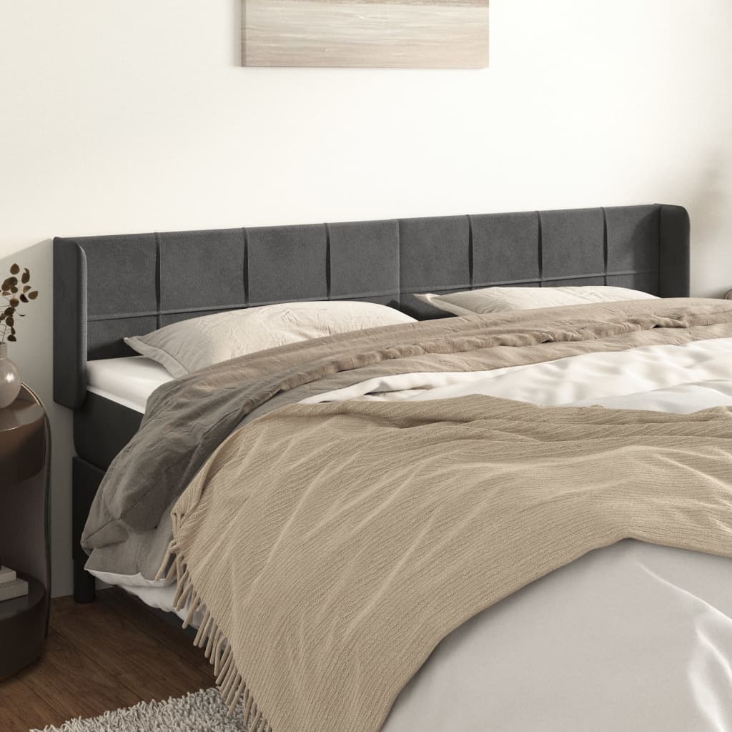 vidaXL Čelo postele so záhybmi tmavosivé 163x16x78/88 cm zamat