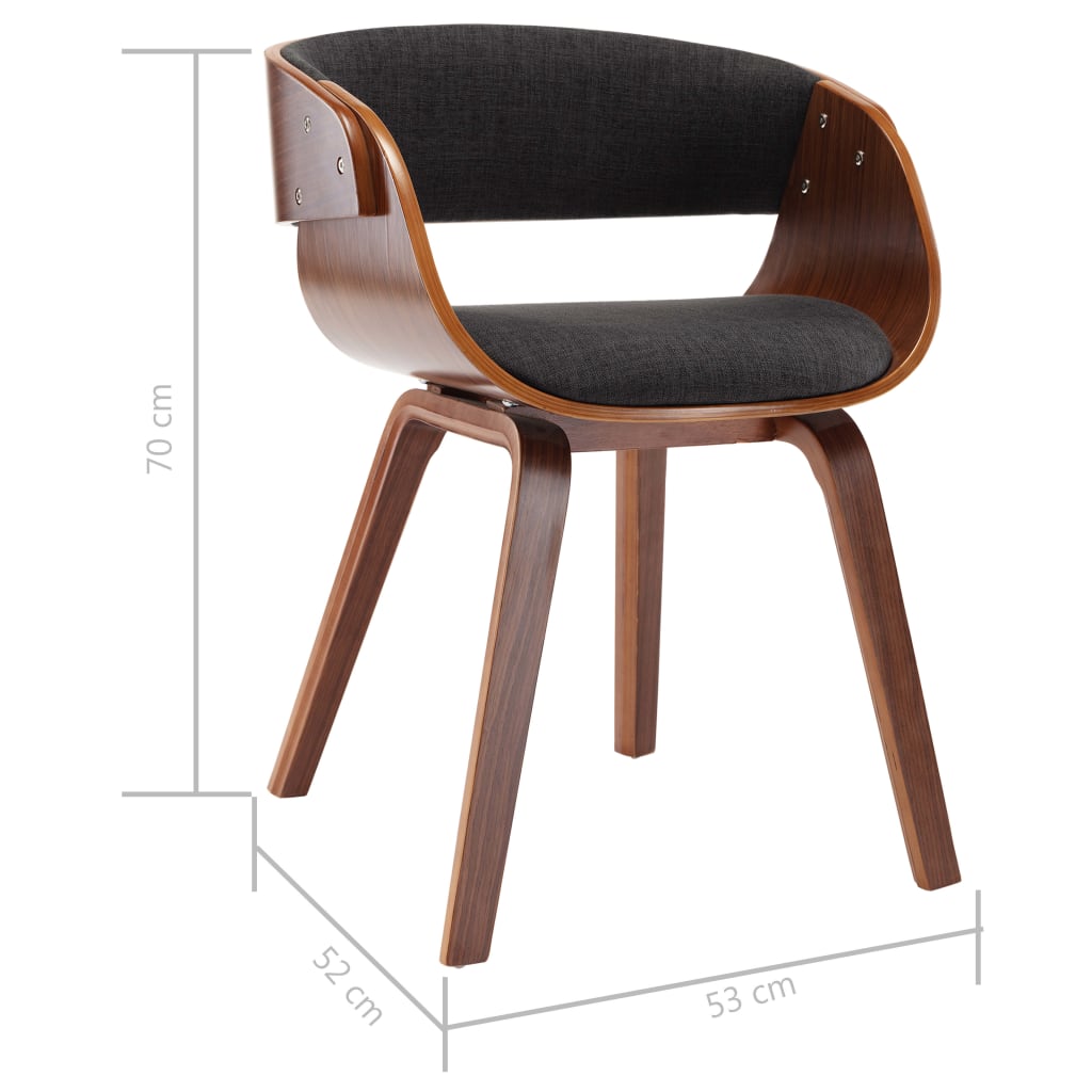 vidaXL Jedálenská stolička, sivá, ohýbané drevo a látka