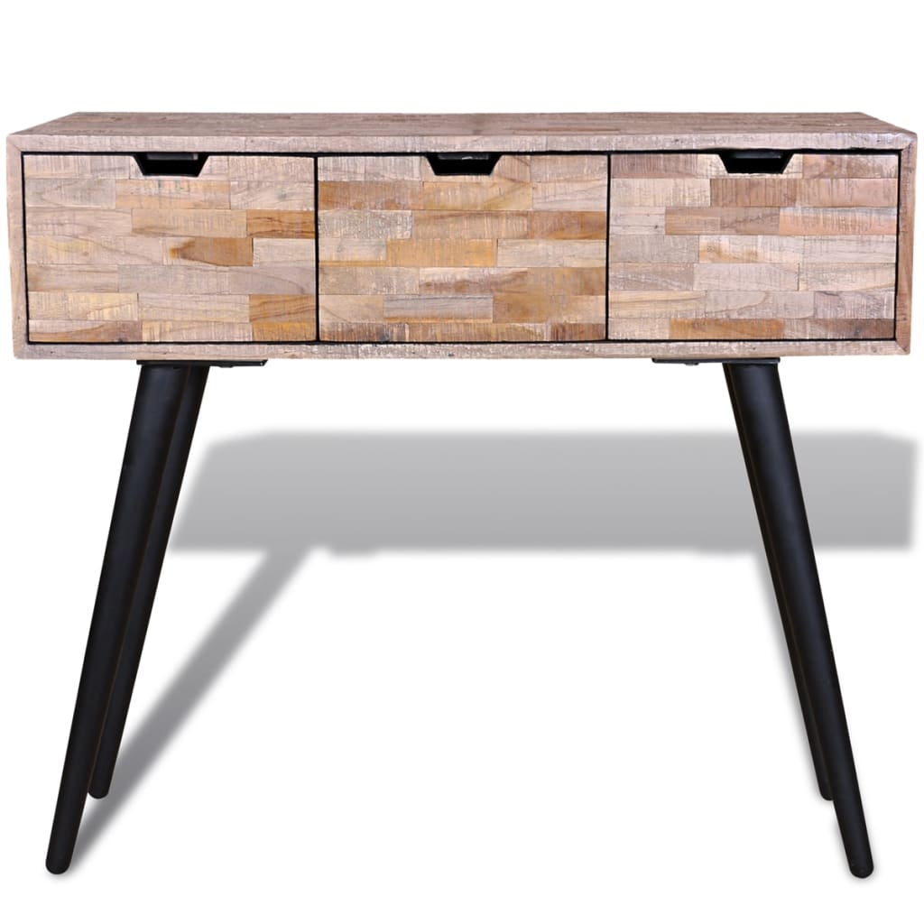 vidaXL Konzolový stolík s 3 zásuvkami, recyklované tíkové drevo