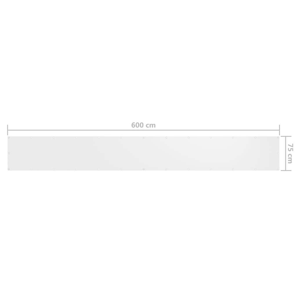 vidaXL Balkónová markíza, biela 75x600 cm, oxfordská látka