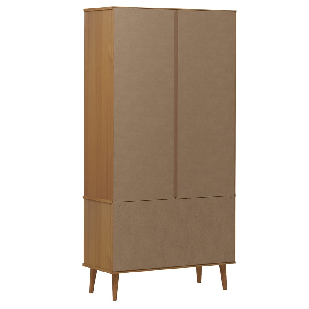 Armoire à Vitrine MOLDE Gris 90x35x175 Cm Bois De Pin Massif | Leroy Merlin