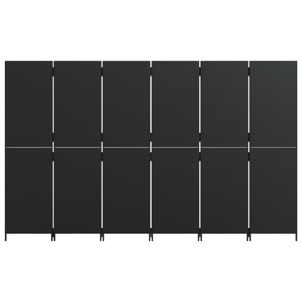 vidaXL Paraván 6 panelov čierny polyratan