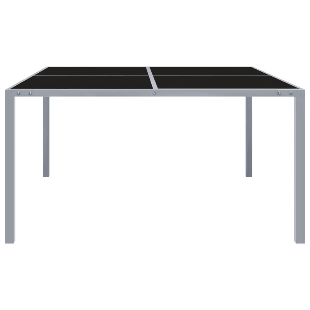 vidaXL Záhradný stôl 130x130x72 cm sivý oceľ a sklo