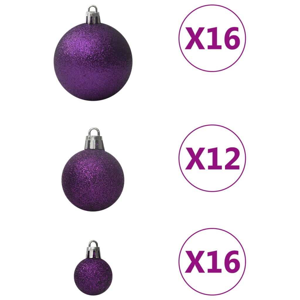 vidaXL Súprava vianočných gúľ 100 ks fialová