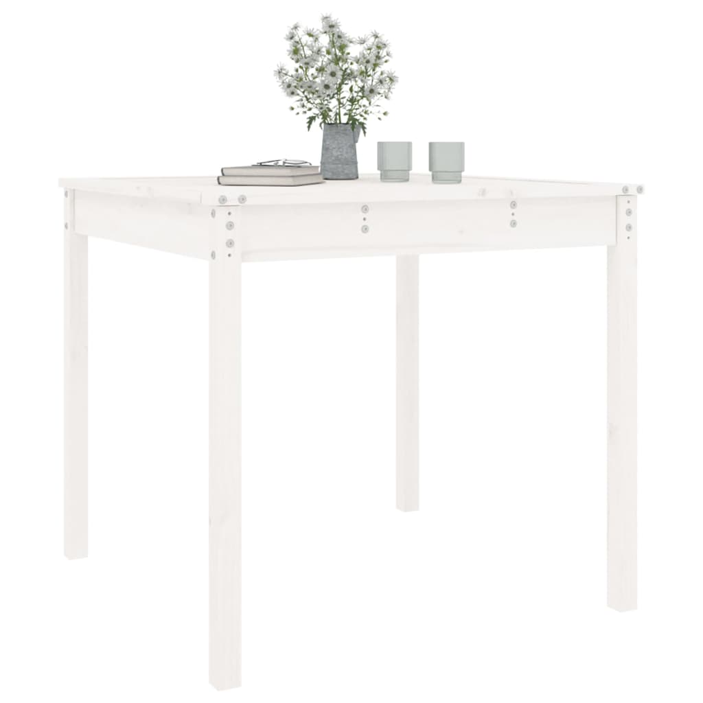 vidaXL Záhradný stolík biely 82,5x82,5x76 cm borovicový masív