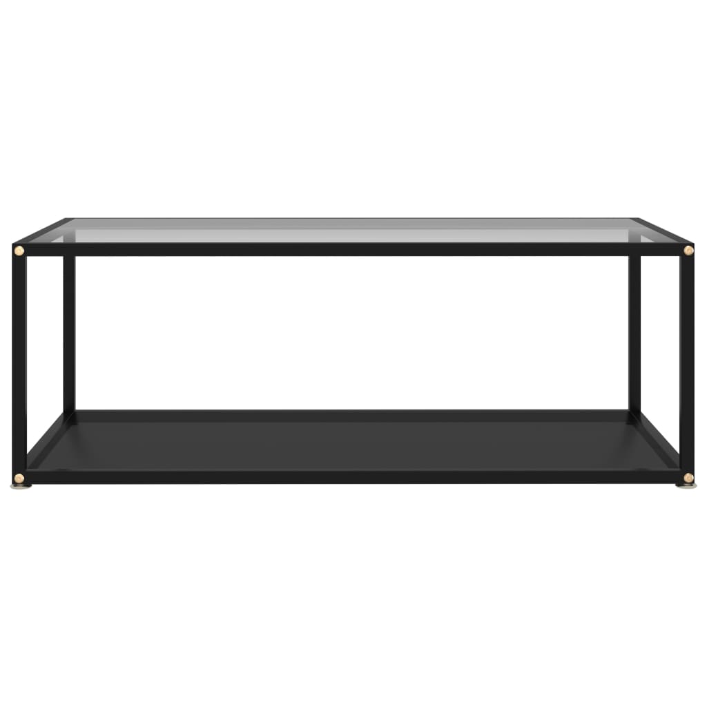 vidaXL Konferenčný stolík, priehľadný+čierny 100x50x35cm, tvrdené sklo