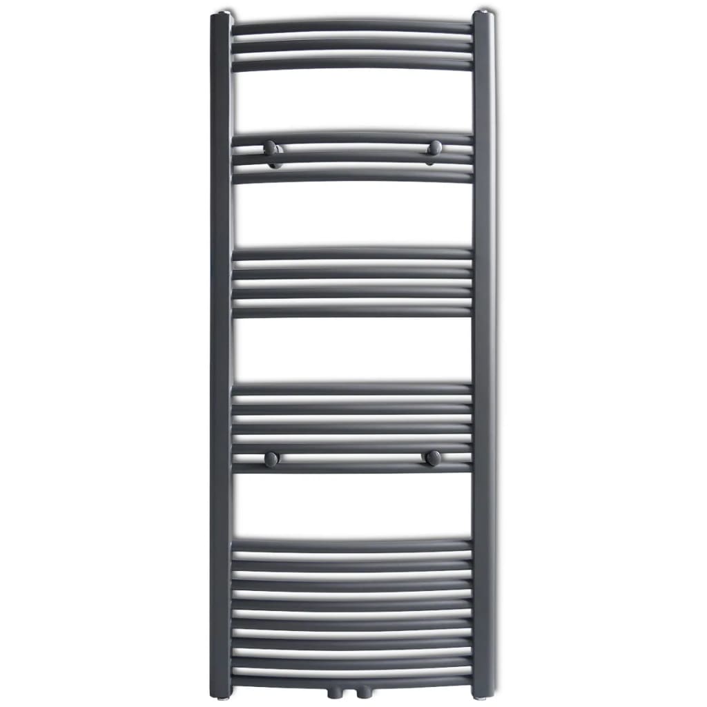 Sivý rebríkový radiátor na centrálne vykurovanie, zaoblený 600x1424 mm