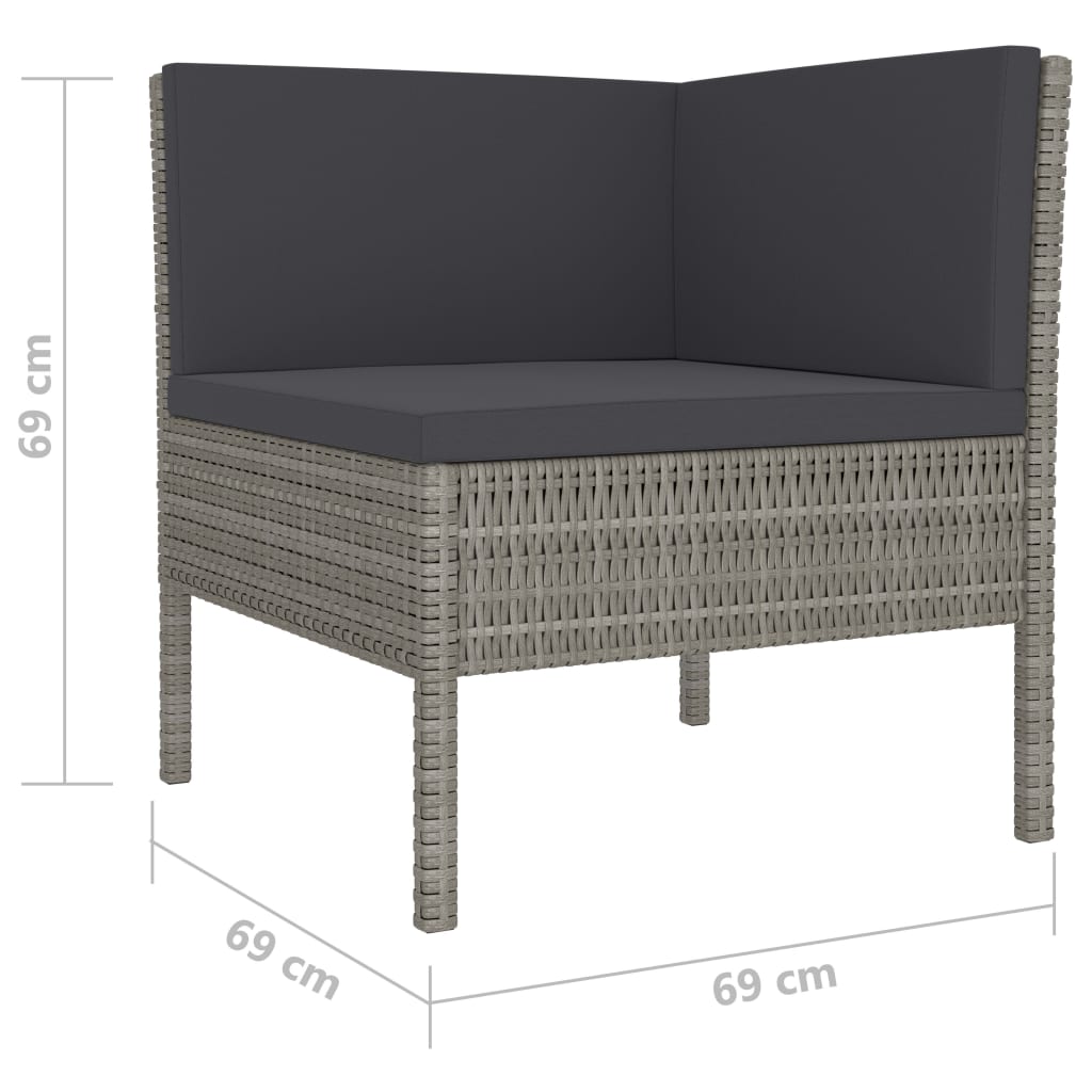 vidaXL 10-dielna záhradná sedacia súprava+podložky, polyratan, sivá