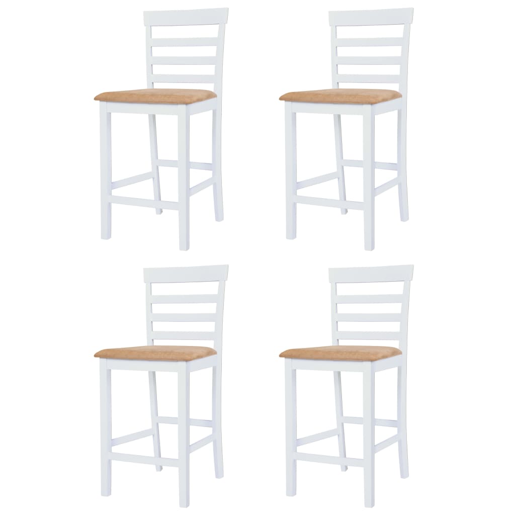 vidaXL Barový stôl a stoličky, 5 kusov, masív, hnedá a biela
