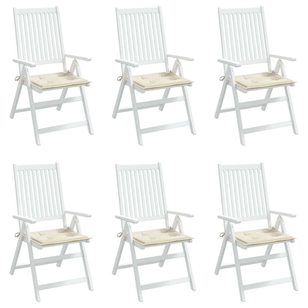 vidaXL Podložky na záhradné stoličky 6 ks krémové 40x40x4 cm látka
