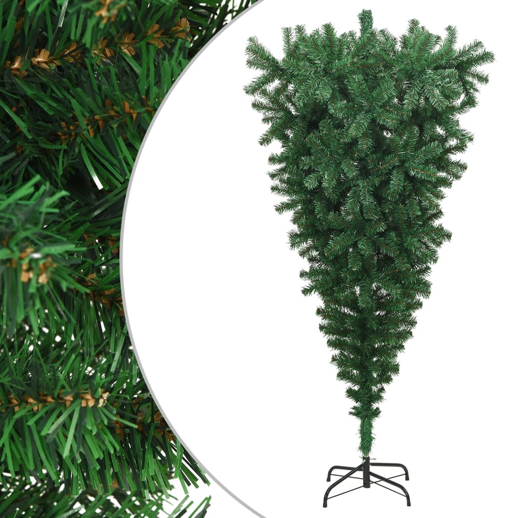 vidaXL Prevrátený umelý vianočný stromček so stojanom, zelený 210 cm