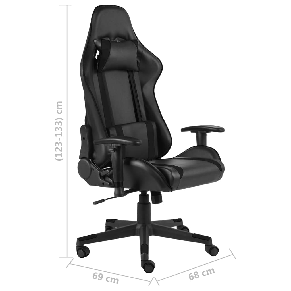 vidaXL Otočná herná stolička čierna PVC