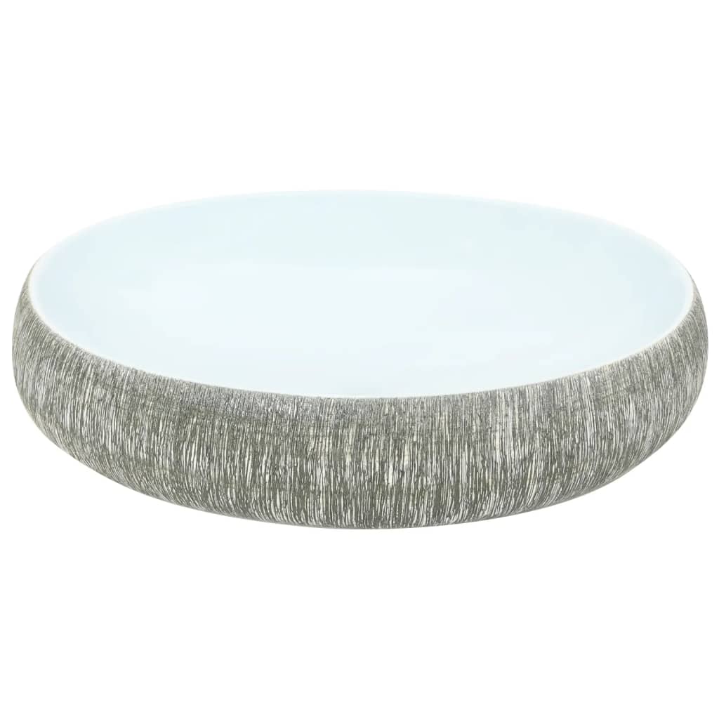 vidaXL Umývadlo na dosku sivo-modré oválne 59x40x15 cm keramika