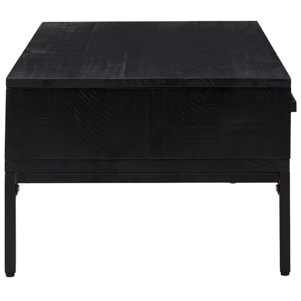 vidaXL Konferenčný stolík, čierny 90x50x35 cm, borovicový masív