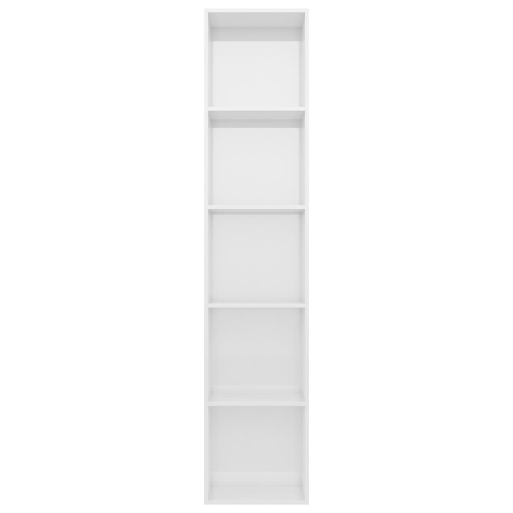 vidaXL Knižnica, lesklá biela 40x30x189 cm, kompozitné drevo