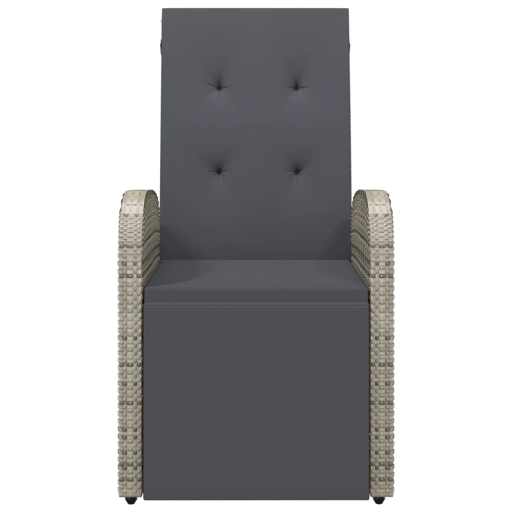 vidaXL Záhradné sklápacie stoličky so sedákmi 2 ks sivé polyratan