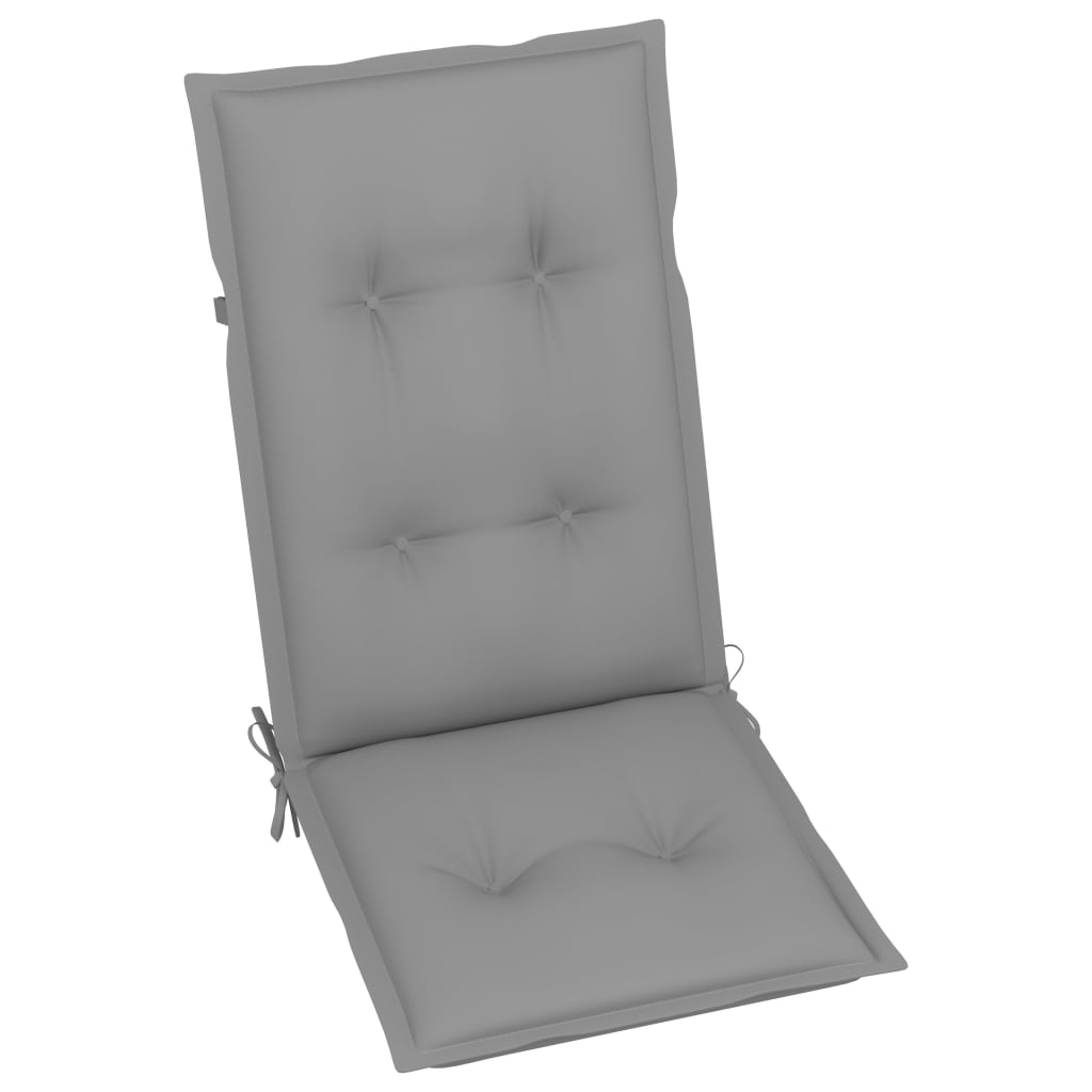 vidaXL Záhradné stoličky 4 ks so sivými podložkami tíkový masív