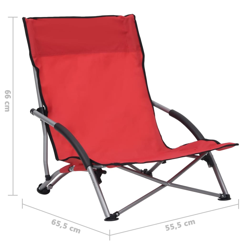 vidaXL Skladacie plážové stoličky 2 ks červené látka