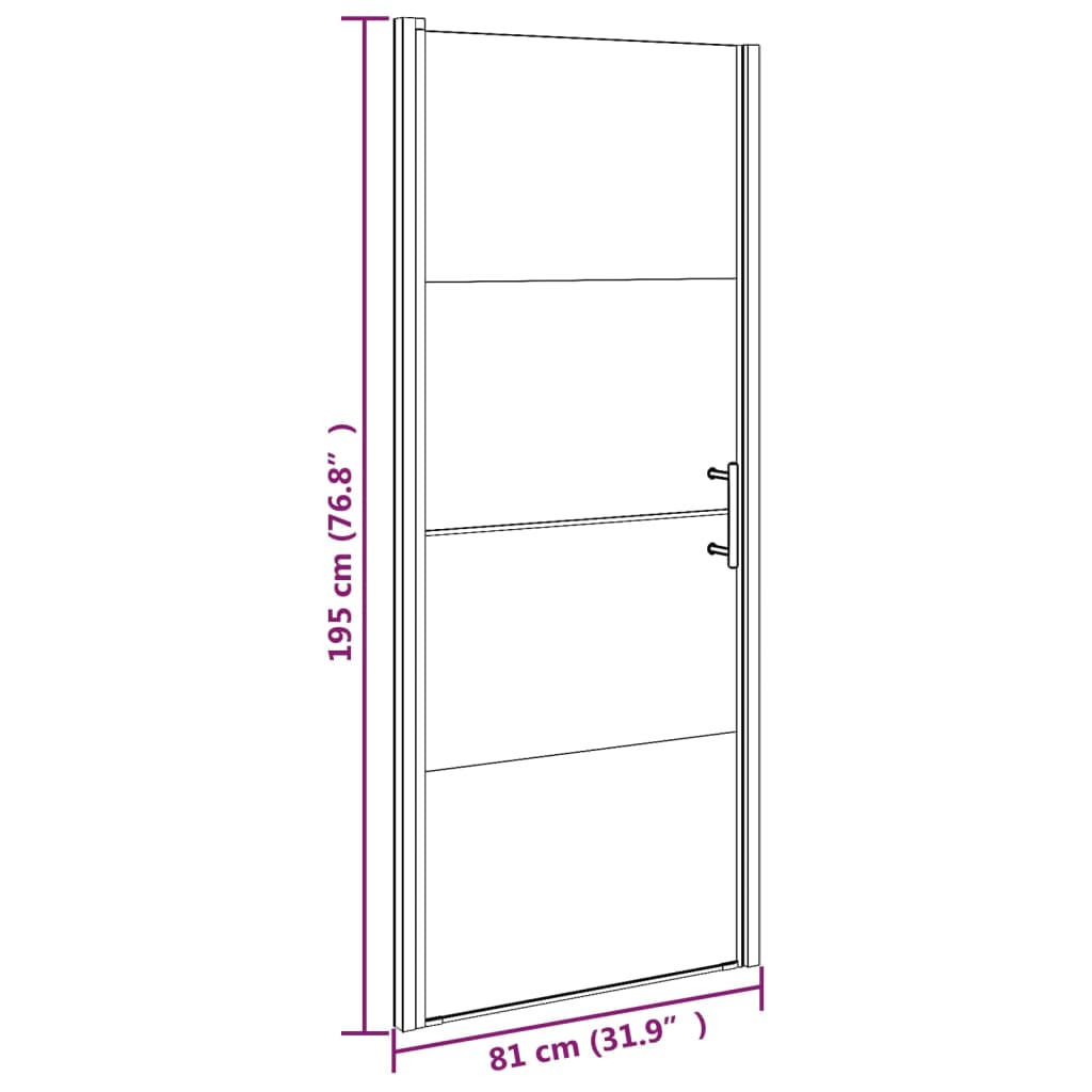 vidaXL Sprchové dvere 81x195 cm polopriehľadné tvrdené sklo čierne