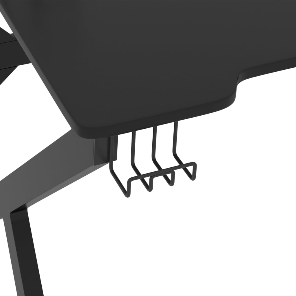 vidaXL Herný stôl s nohami v tvare K čierny 110x60x75 cm