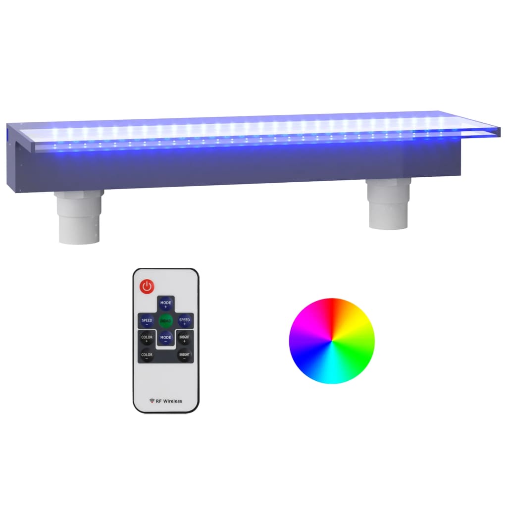 vidaXL Vodopádový prepad s RGB LED diódami akryl 60 cm