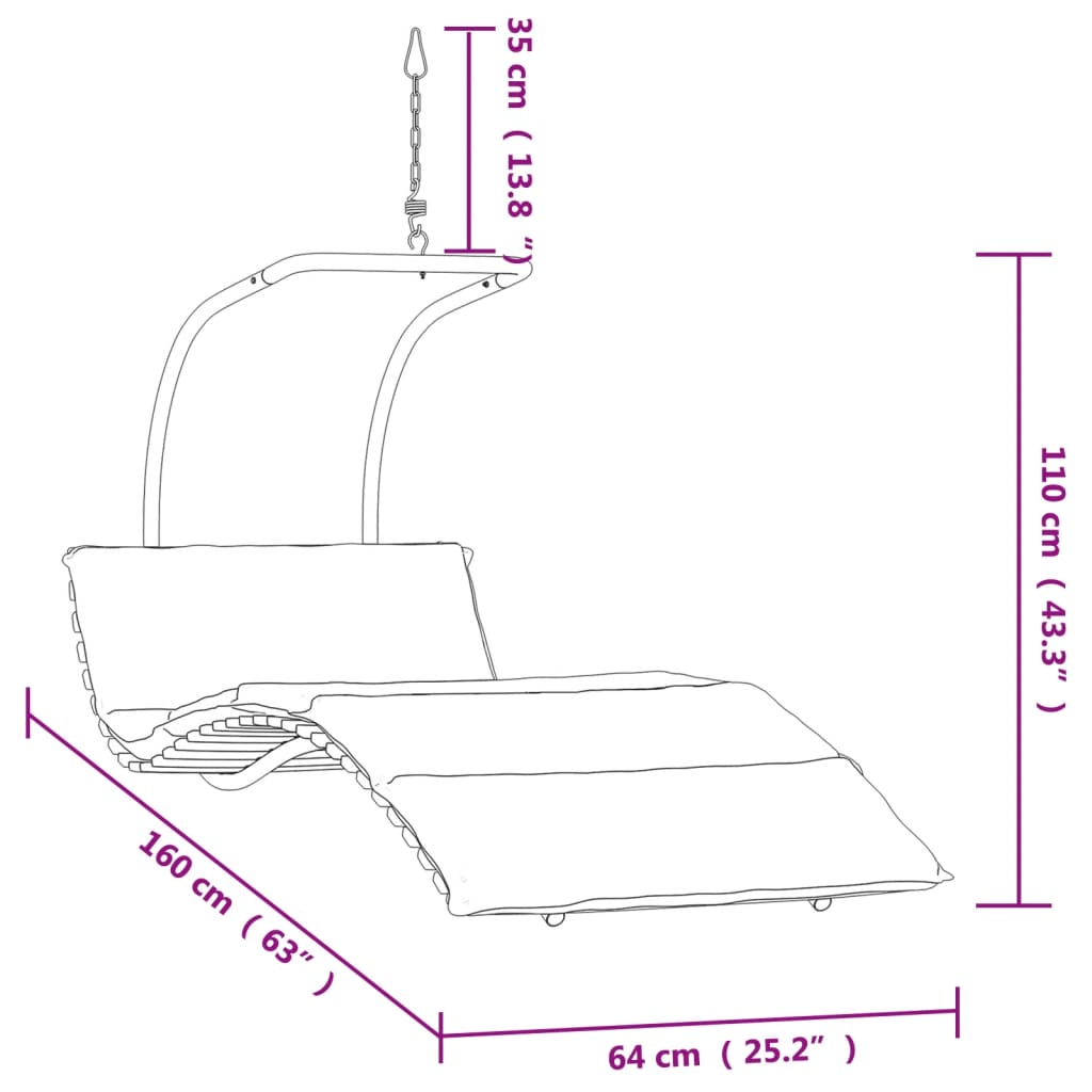 vidaXL Hojdacia stolička s vankúšom látka a topoľový masív