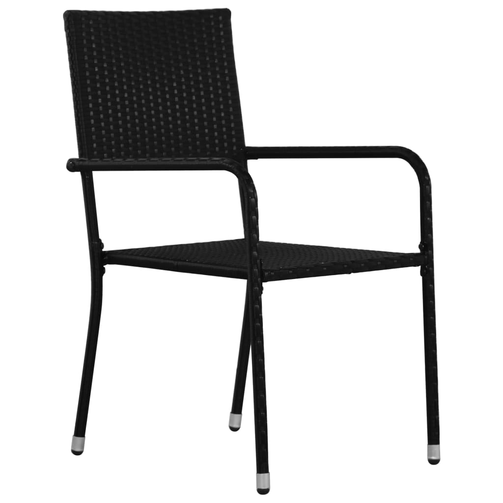 vidaXL Vonkajšie jedálenské stoličky 4 ks, polyratan, čierne