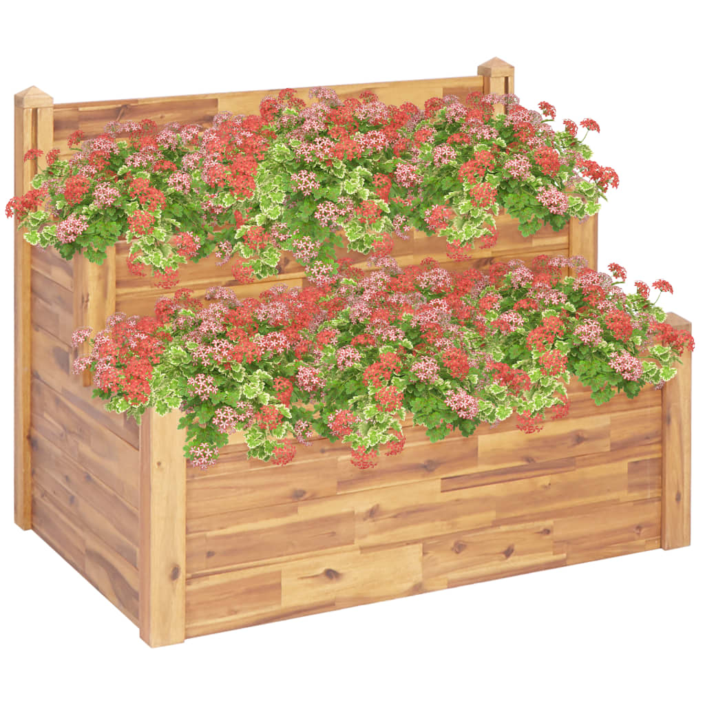vidaXL 2-poschodový záhradný kvetináč 110x75x84 cm, akáciový masív
