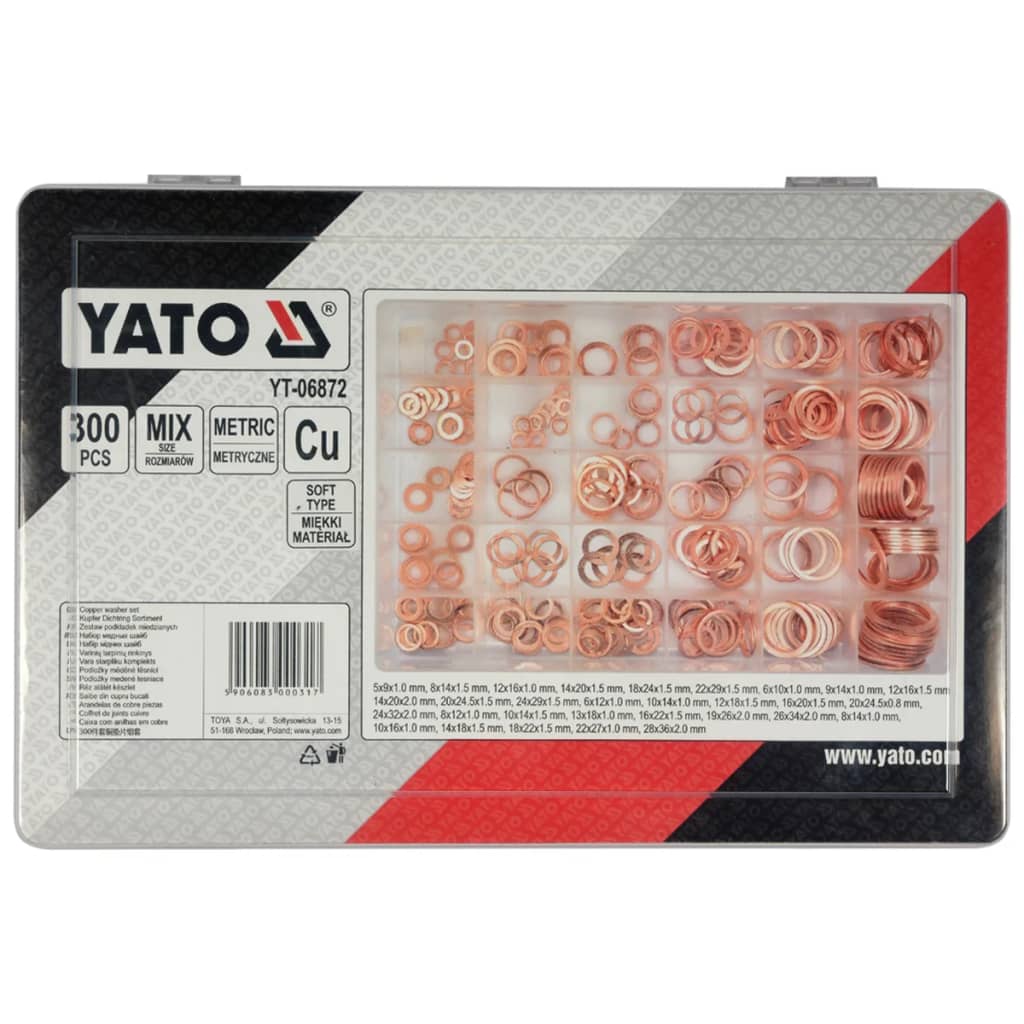 YATO 300-dielna sada podložiek medená YT-06872