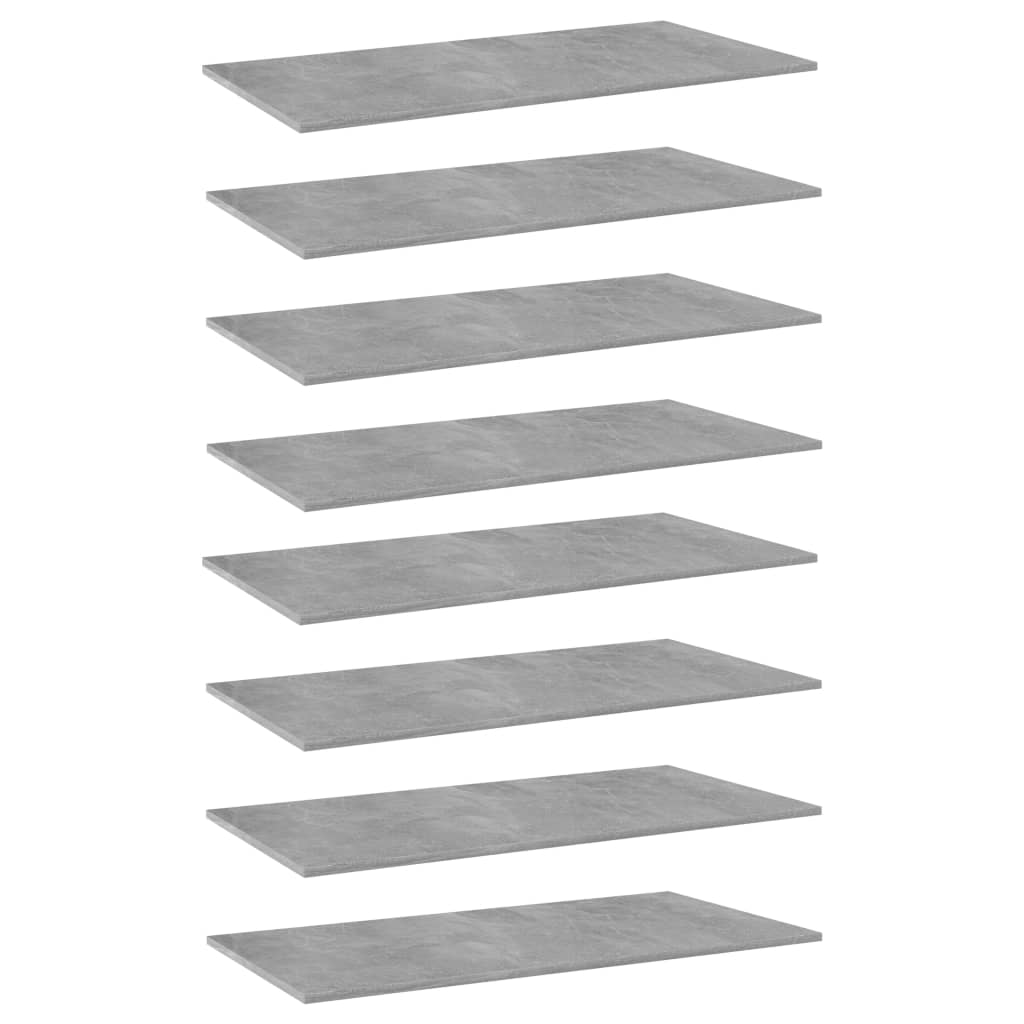 vidaXL Prídavné police 8 ks, betónovo sivé 80x30x1,5 cm, drevotrieska