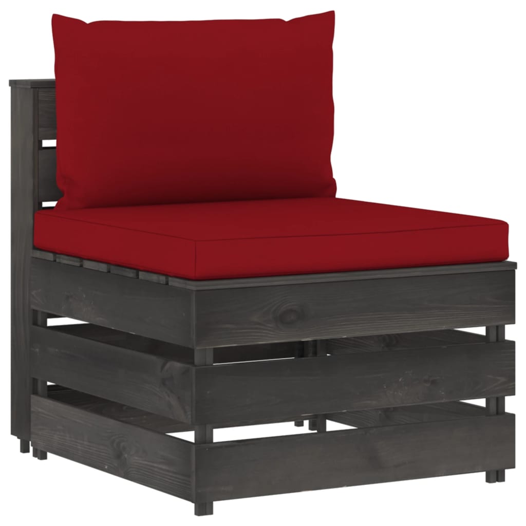 vidaXL 9-dielna sedacia súprava s podložkami, sivá, impregnované drevo