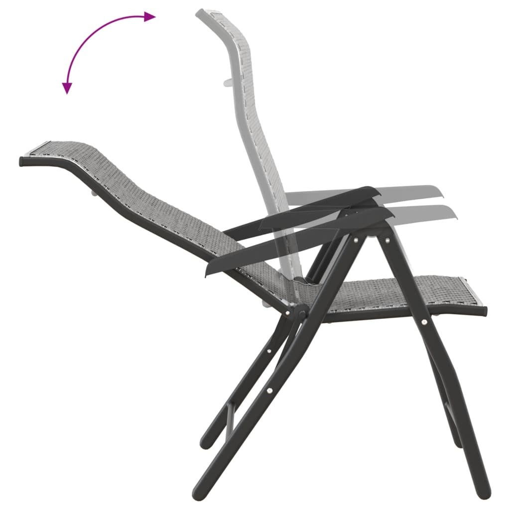 vidaXL Skladacie záhradné stoličky 2 ks sivé polyrattan