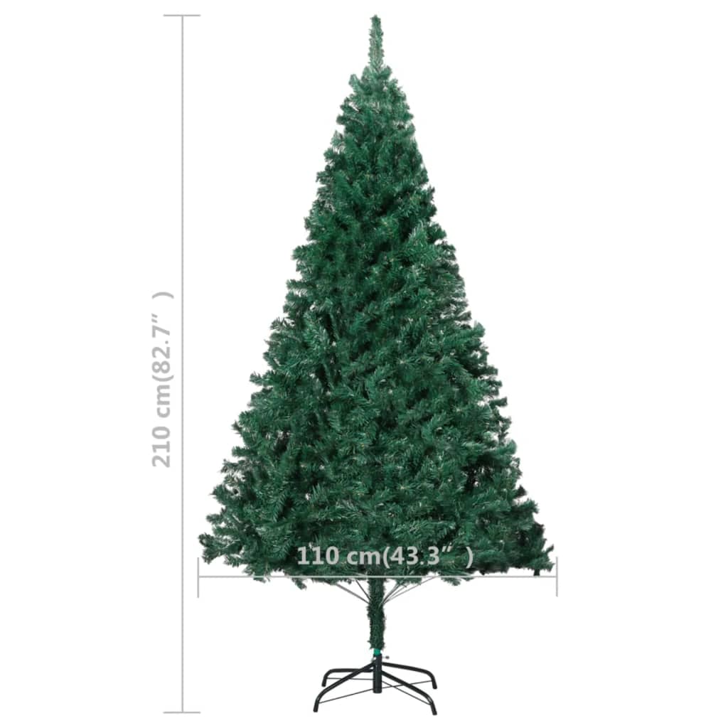 vidaXL Osvetlený umelý vianočný stromček, husté ihličie, zelený 210 cm