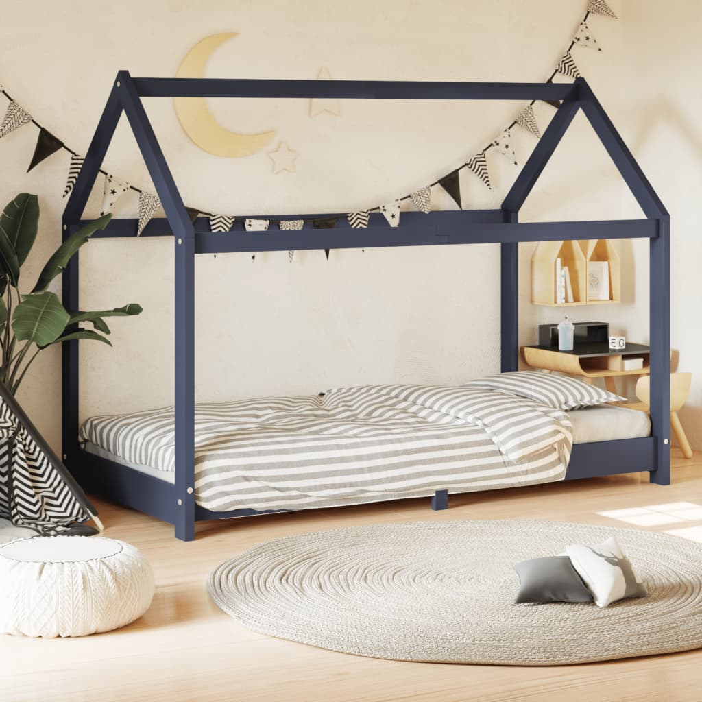 vidaXL Detský posteľný rám sivý 80x160 cm borovicový masív