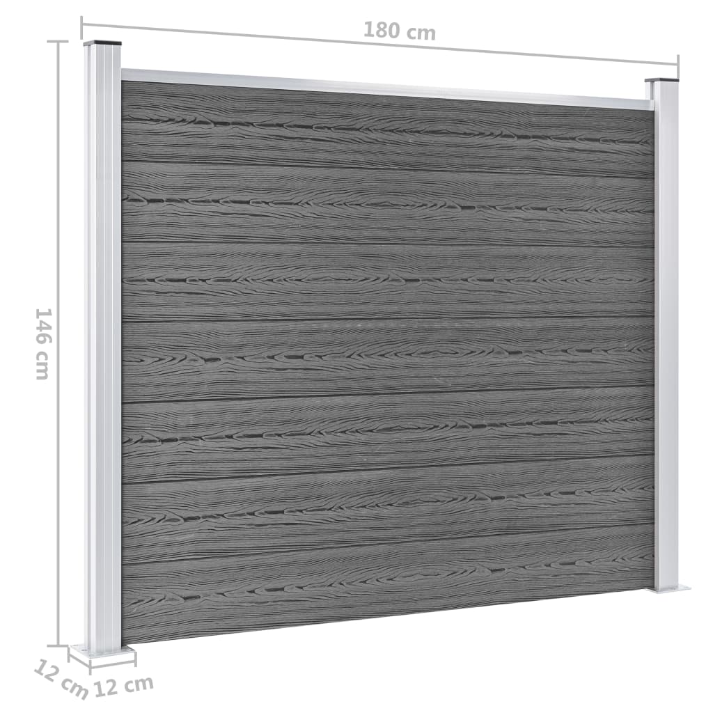 vidaXL Sada plotových panelov WPC 699x146 cm sivá