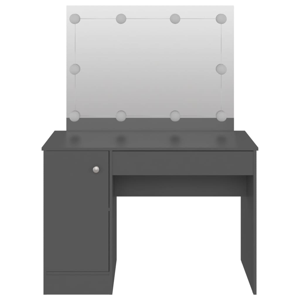 vidaXL Toaletný stolík s LED svetlami 110x55x145 cm MDF sivý