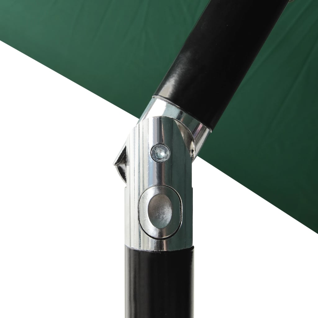 vidaXL Slnečník s LED a oceľovou tyčou zelený 2x3 m