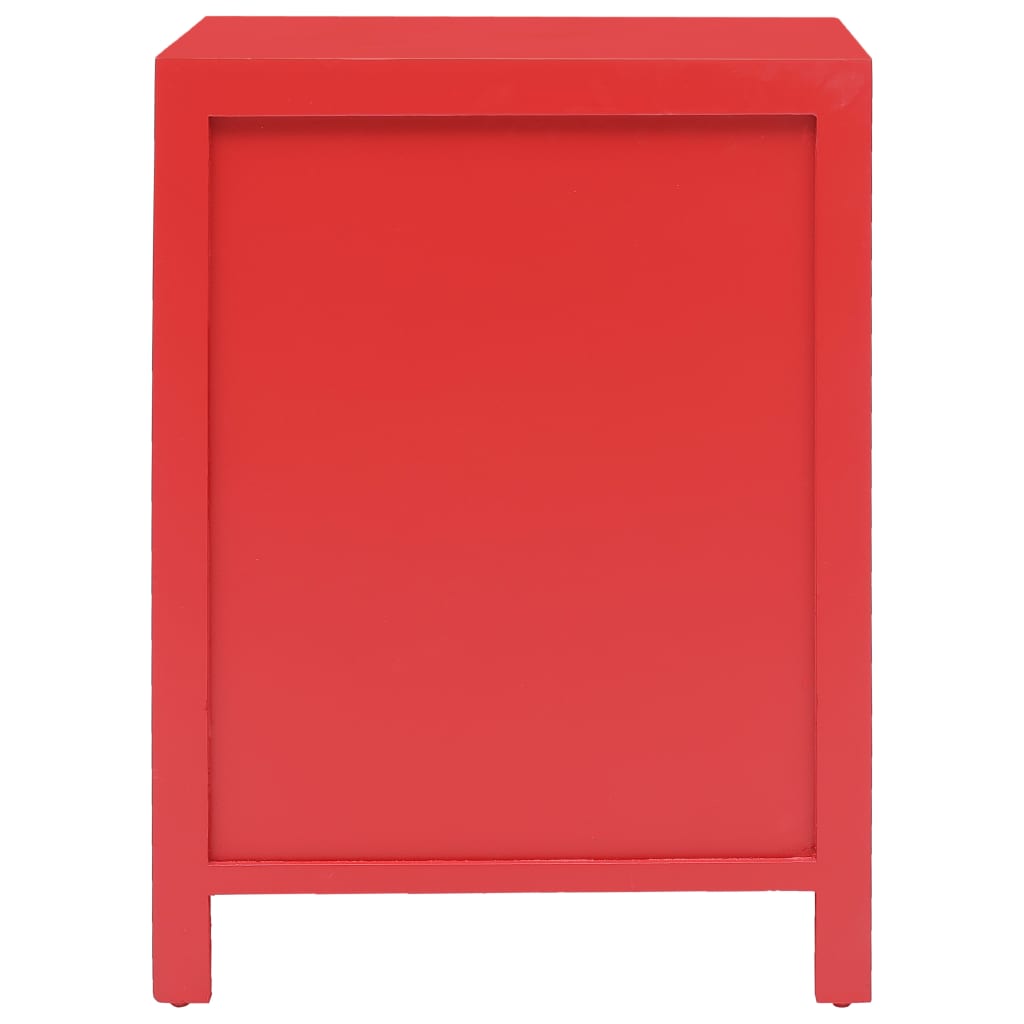 vidaXL Nočný stolík, červený 38x28x52 cm, drevo paulovnie
