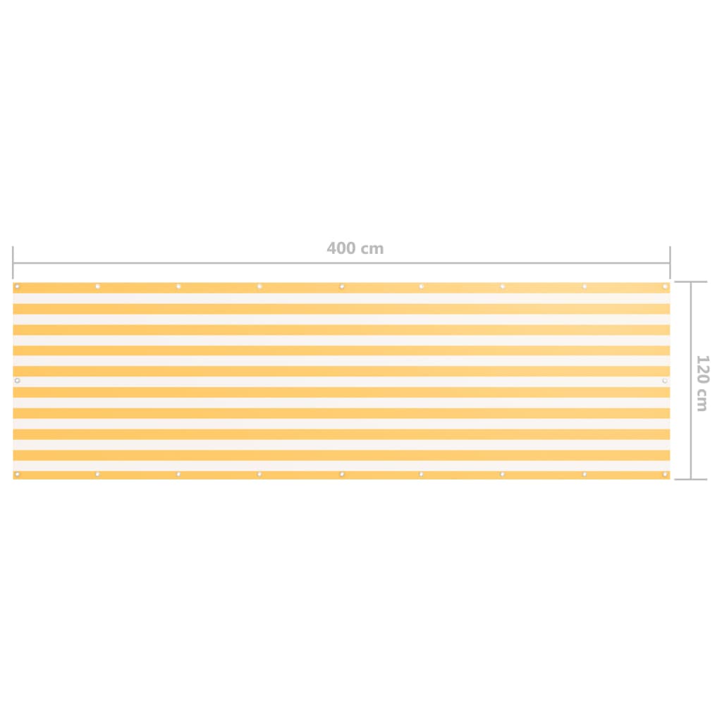 vidaXL Balkónová markíza, biela a žltá 120x400 cm, oxfordská látka