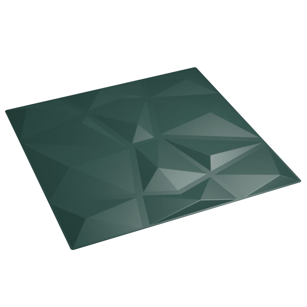 vidaXL Nástenné panely 24 ks, zelené 50x50 cm, XPS 6 m² diamant