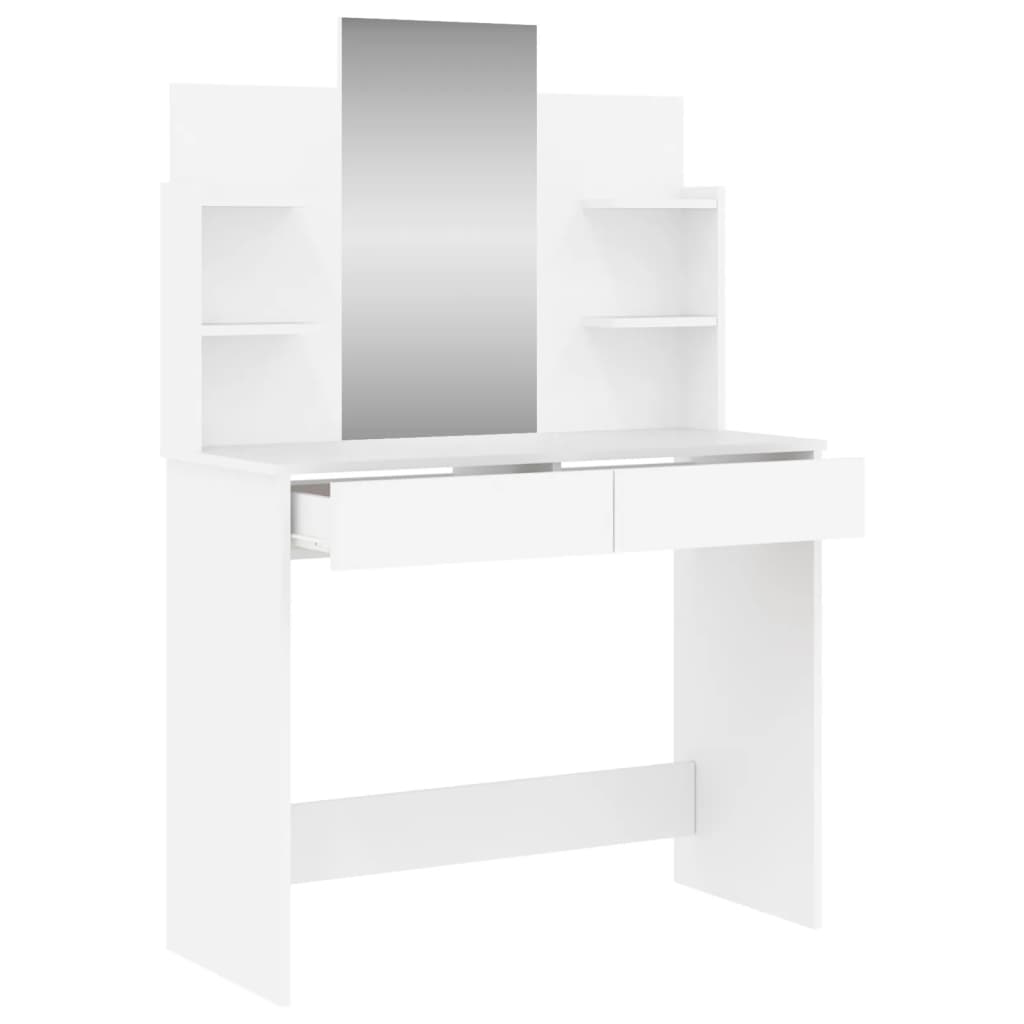 vidaXL Toaletný stolík so zrkadlom biely 96x39x142 cm