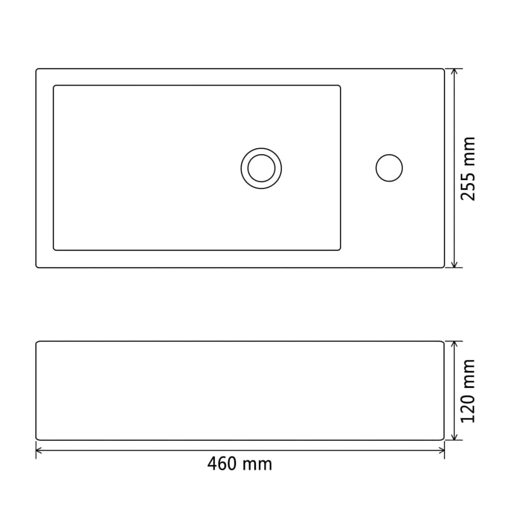 vidaXL Keramické umývadlo s otvorom obdĺžnikové čierne 46x25,5x12 cm