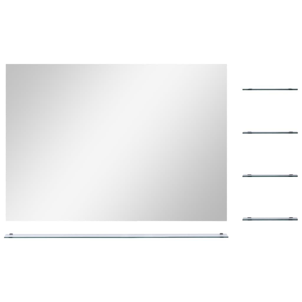 vidaXL Nástenné zrkadlo s 5 poličkami, strieborné 80x60 cm