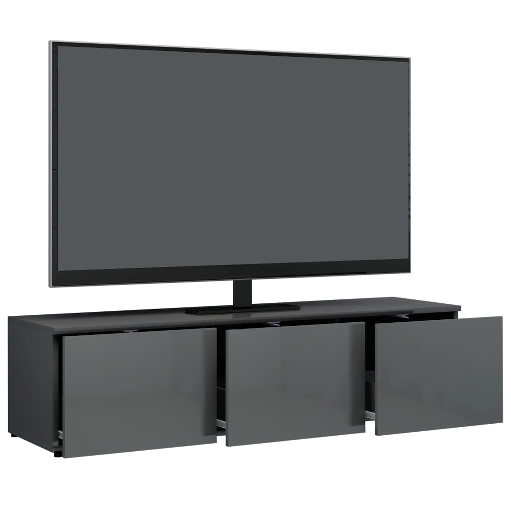vidaXL TV skrinka, lesklá sivá 120x34x30 cm, drevotrieska