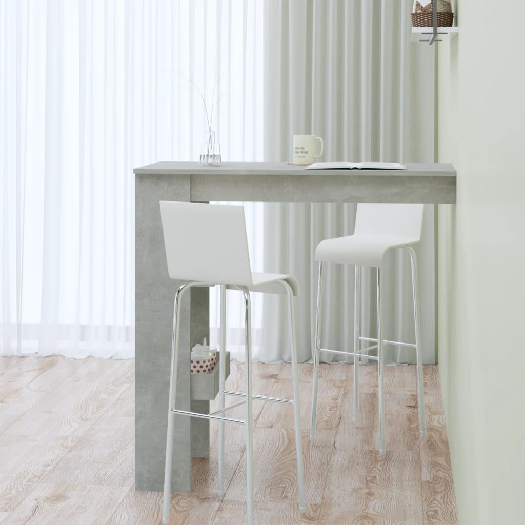 vidaXL Nástenný barový stôl betónový 102x45x103,5cm spracované drevo