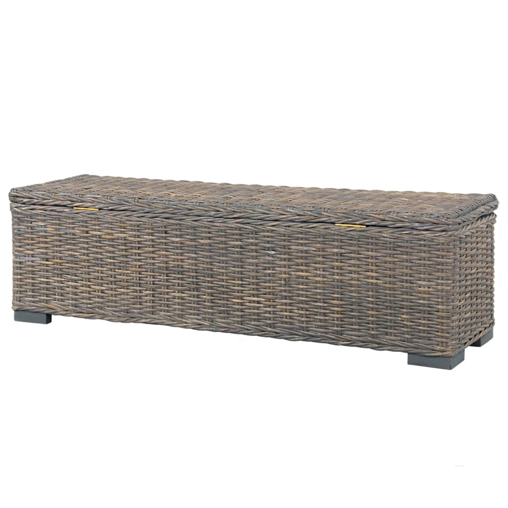 vidaXL Úložný box 120 cm sivý kubu ratan a masívne mangovníkové drevo